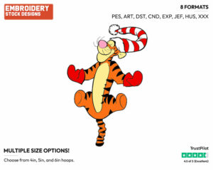 Tigger In Winter - Tigger - Winnie the Pooh - Disney Embroidery Design in 3 sizes & 8 formats