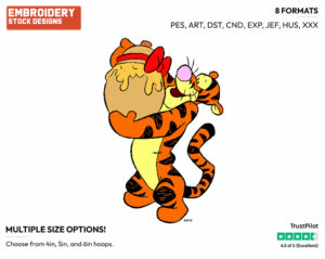 Tigger Carrying Honey Pot - Tigger - Winnie the Pooh - Disney Embroidery Design in 3 sizes & 8 formats
