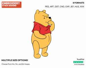 Winnie The Pooh Thinking - Winnie the Pooh - Winnie the Pooh - Disney Embroidery Design in 3 sizes & 8 formats