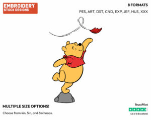 Winnie The Pooh Snatching At A Leaf In The Wind - Winnie the Pooh - Winnie the Pooh - Disney Embroidery Design in 3 sizes & 8 formats