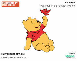 Winnie The Pooh With A Bird On His Finger - Winnie the Pooh - Winnie the Pooh - Disney Embroidery Design in 3 sizes & 8 formats
