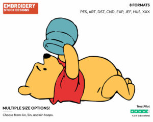 Looking In His Honeypot - Winnie the Pooh - Winnie the Pooh - Disney Embroidery Design in 3 sizes & 8 formats