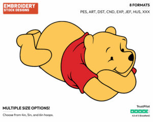 Winnie The Pooh Lying Down - Winnie the Pooh - Winnie the Pooh - Disney Embroidery Design in 3 sizes & 8 formats