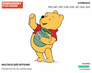 Winnie The Pooh With His Honey - Winnie the Pooh - Winnie the Pooh - Disney Embroidery Design in 3 sizes & 8 formats