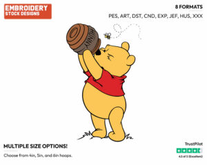 Looking Into His Honeyjar - Winnie the Pooh - Winnie the Pooh - Disney Embroidery Design in 3 sizes & 8 formats