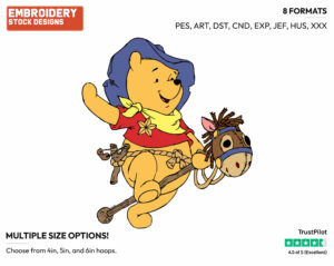 Playing Cowboy - Winnie the Pooh - Winnie the Pooh - Disney Embroidery Design in 3 sizes & 8 formats