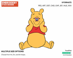 Winnie The Pooh With A Butterfly On His Nose - Winnie the Pooh - Winnie the Pooh - Disney Embroidery Design in 3 sizes & 8 formats