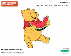 Eating Watermelon - Winnie the Pooh - Winnie the Pooh - Disney Embroidery Design in 3 sizes & 8 formats
