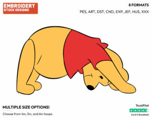 Doing A Yoga Pose - Winnie the Pooh - Winnie the Pooh - Disney Embroidery Design in 3 sizes & 8 formats