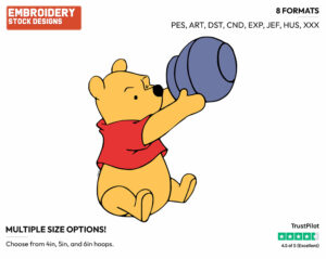 Looking In His Honeypot - Winnie the Pooh - Winnie the Pooh - Disney Embroidery Design in 3 sizes & 8 formats