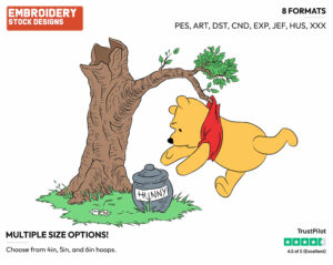 Reaching For A Honeypot - Winnie the Pooh - Winnie the Pooh - Disney Embroidery Design in 3 sizes & 8 formats