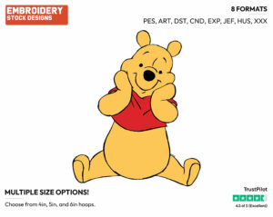 Cute Winnie The Pooh - Winnie the Pooh - Winnie the Pooh - Disney Embroidery Design in 3 sizes & 8 formats