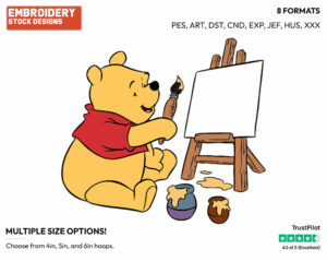 Painting - Winnie the Pooh - Winnie the Pooh - Disney Embroidery Design in 3 sizes & 8 formats