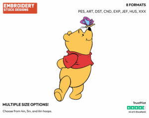 Winnie, Butterfly - Winnie the Pooh - Winnie the Pooh - Disney Embroidery Design in 3 sizes & 8 formats