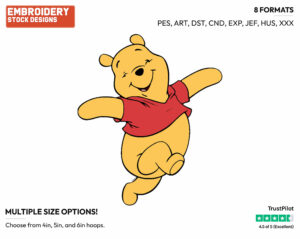 Skipping - Winnie the Pooh - Winnie the Pooh - Disney Embroidery Design in 3 sizes & 8 formats