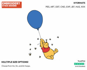 Winnie, Balloon - Winnie the Pooh - Winnie the Pooh - Disney Embroidery Design in 3 sizes & 8 formats