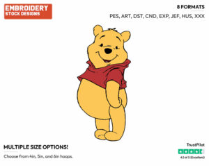 Cute Winnie - Winnie the Pooh - Winnie the Pooh - Disney Embroidery Design in 3 sizes & 8 formats