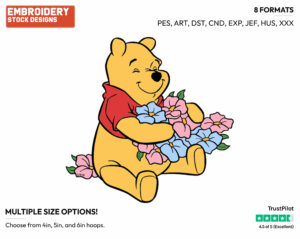 Winnie The Pooh, Flowers - Winnie the Pooh - Winnie the Pooh - Disney Embroidery Design in 3 sizes & 8 formats