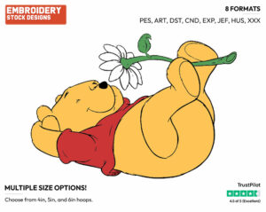 Smelling Flower - Winnie the Pooh - Winnie the Pooh - Disney Embroidery Design in 3 sizes & 8 formats