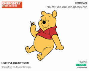 Winnie, Bee On Finger - Winnie the Pooh - Winnie the Pooh - Disney Embroidery Design in 3 sizes & 8 formats