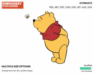 Winnie, Bee - Winnie the Pooh - Winnie the Pooh - Disney Embroidery Design in 3 sizes & 8 formats