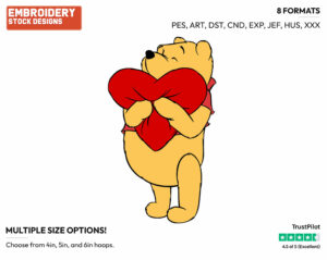 Winnie Heart - Winnie the Pooh - Winnie the Pooh - Disney Embroidery Design in 3 sizes & 8 formats