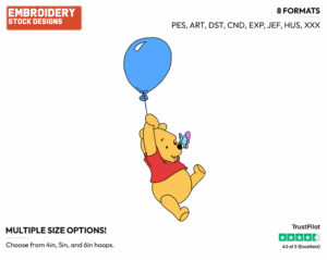 Winnie The Pooh, Balloon - Winnie the Pooh - Winnie the Pooh - Disney Embroidery Design in 3 sizes & 8 formats