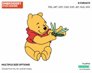Winnie The Pooh, Dragonfly - Winnie the Pooh - Winnie the Pooh - Disney Embroidery Design in 3 sizes & 8 formats