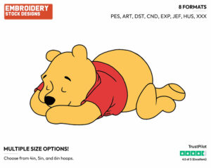 Winnie The Pooh Sleeping - Winnie the Pooh - Winnie the Pooh - Disney Embroidery Design in 3 sizes & 8 formats
