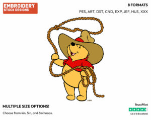 Cowboy Winnie - Winnie the Pooh - Winnie the Pooh - Disney Embroidery Design in 3 sizes & 8 formats