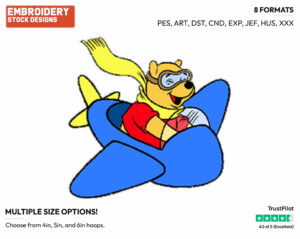 Winnie The Pooh In Airplane - Winnie the Pooh - Winnie the Pooh - Disney Embroidery Design in 3 sizes & 8 formats