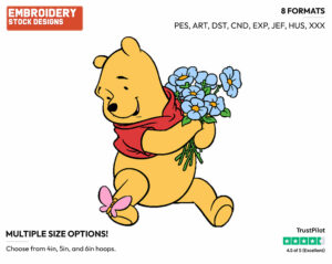 Winnie The Pooh, Flowers - Winnie the Pooh - Winnie the Pooh - Disney Embroidery Design in 3 sizes & 8 formats