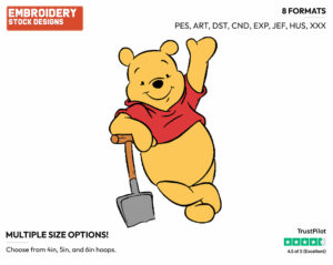 Winnie The Pooh, Shovel - Winnie the Pooh - Winnie the Pooh - Disney Embroidery Design in 3 sizes & 8 formats