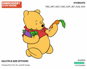 Winnie Picking Vegetables - Winnie the Pooh - Winnie the Pooh - Disney Embroidery Design in 3 sizes & 8 formats
