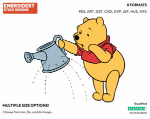 Winnie The Pooh, Watering Can - Winnie the Pooh - Winnie the Pooh - Disney Embroidery Design in 3 sizes & 8 formats