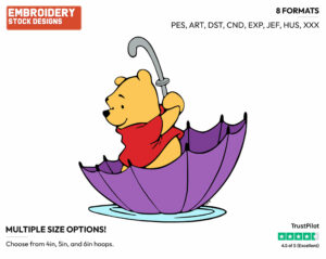 Winnie The Pooh, Umbrella - Winnie the Pooh - Winnie the Pooh - Disney Embroidery Design in 3 sizes & 8 formats