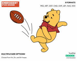 Kicking Football - Winnie the Pooh - Winnie the Pooh - Disney Embroidery Design in 3 sizes & 8 formats