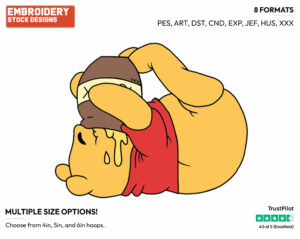 Eating Honey - Winnie the Pooh - Winnie the Pooh - Disney Embroidery Design in 3 sizes & 8 formats