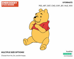 Winnie Covered In Honey - Winnie the Pooh - Winnie the Pooh - Disney Embroidery Design in 3 sizes & 8 formats
