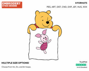 Holding Up Drawing Of Piglet - Winnie the Pooh - Winnie the Pooh - Disney Embroidery Design in 3 sizes & 8 formats