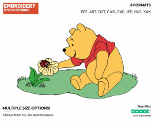 Winnie, Ladybug - Winnie the Pooh - Winnie the Pooh - Disney Embroidery Design in 3 sizes & 8 formats