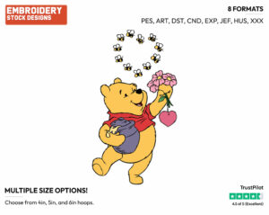 Winnie, Heart Of Bees - Winnie the Pooh - Winnie the Pooh - Disney Embroidery Design in 3 sizes & 8 formats