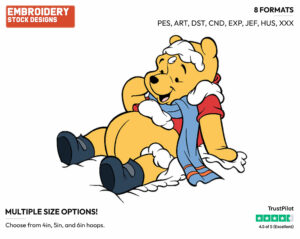 Playing In The Snow - Winnie the Pooh - Winnie the Pooh - Disney Embroidery Design in 3 sizes & 8 formats