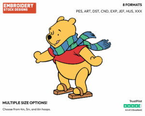 Ice Skating - Winnie the Pooh - Winnie the Pooh - Disney Embroidery Design in 3 sizes & 8 formats