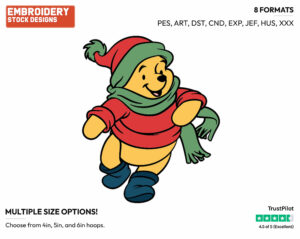 Winnie In Winter - Winnie the Pooh - Winnie the Pooh - Disney Embroidery Design in 3 sizes & 8 formats