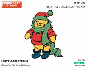 Winnie In Winter - Winnie the Pooh - Winnie the Pooh - Disney Embroidery Design in 3 sizes & 8 formats