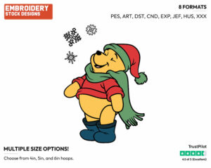 Winnie In Winter - Winnie the Pooh - Winnie the Pooh - Disney Embroidery Design in 3 sizes & 8 formats