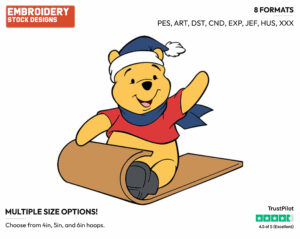 Winnie On A Sled - Winnie the Pooh - Winnie the Pooh - Disney Embroidery Design in 3 sizes & 8 formats