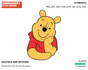 Winnie The Pooh Face - Winnie the Pooh - Winnie the Pooh - Disney Embroidery Design in 3 sizes & 8 formats