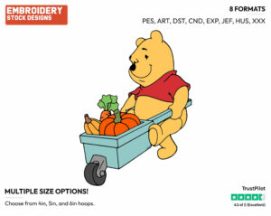 Carting Vegetables - Winnie the Pooh - Winnie the Pooh - Disney Embroidery Design in 3 sizes & 8 formats